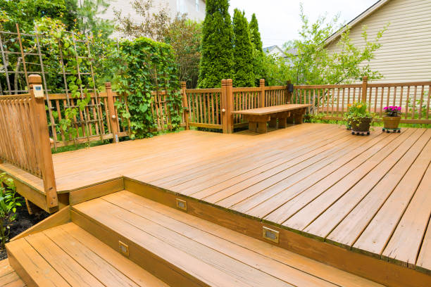 Experience the best of both worlds with this composite deck - combining the timeless appeal of wood with the durability and low maintenance of synthetic materials.